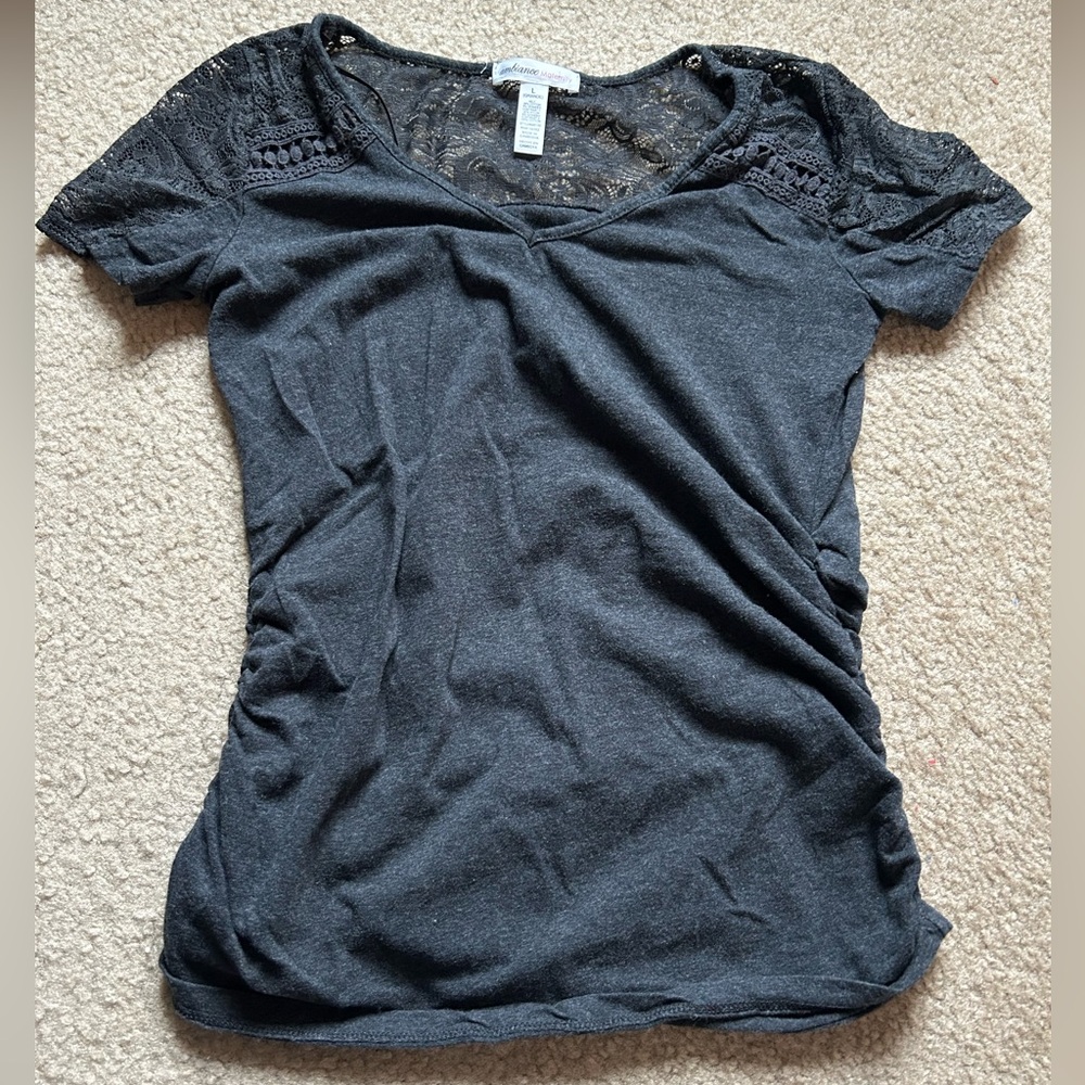 Ambiance Maternity Gray Top Large